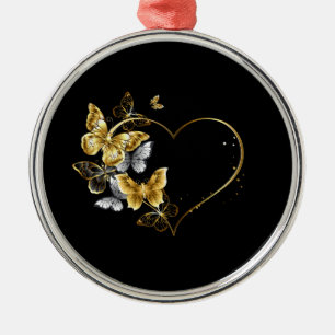 Herz mit goldenen Schmetterlingen Ornament Aus Metall