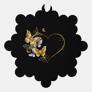 Herz mit goldenen Schmetterlingen Ornament Karte