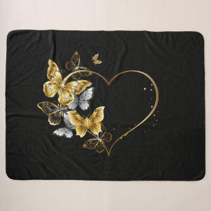 Herz mit goldenen Schmetterlingen Sherpadecke