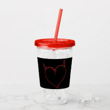 Herz mit Horn Cup mit Lid und Stroh