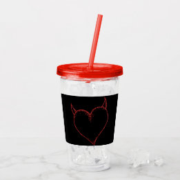 Herz mit Horn Cup mit Lid und Stroh Acryltrinkbecher