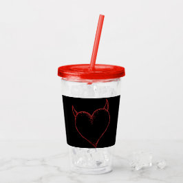 Herz mit Horn Cup mit Lid und Stroh Acryltrinkbecher