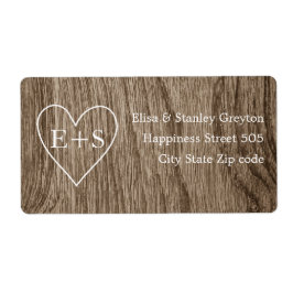 Herz mit Initialen Holzkorn rustikale Hochzeit