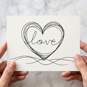 Herz mit Liebe Kontinuierliches Linienkunst-Design Postkarte