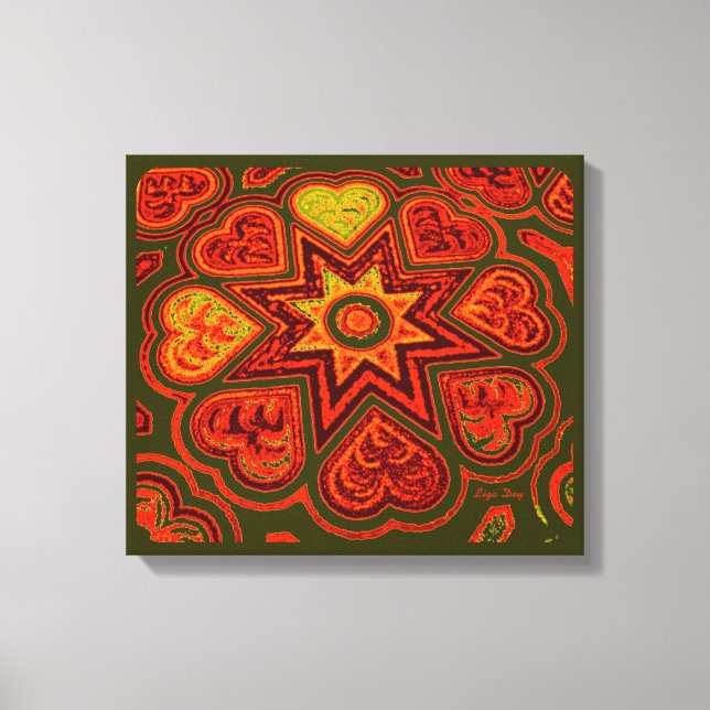'Herz mit Liebe' Panel Prnt (Rustik)(Orange) Leinwanddruck (Vorderseite)