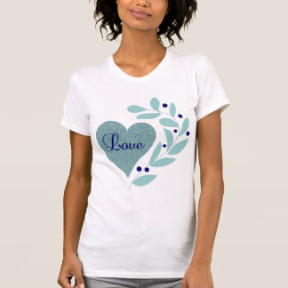 Herz mit Liebe und Blätter T-Shirt für Frauen