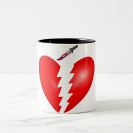Herz mit Messer Zweifarbige Tasse