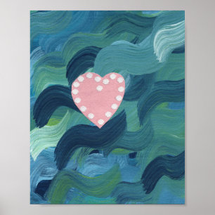 Herz mit Muscheln und Ozeanwellen 2 Poster