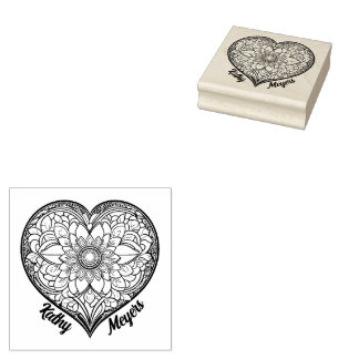 Herz mit Ornamenten Gummistempel