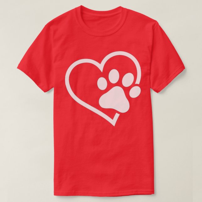 Herz mit Pfote für Katzen- oder Hundefans T-Shirt (Design vorne)
