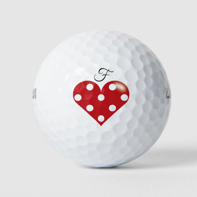 Herz mit Polka-Punkten Golfball (Vorderseite)