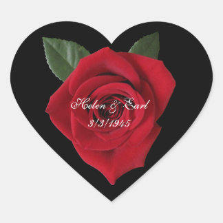 Herz mit Rose-Aufkleber-Etikett Herz-Aufkleber