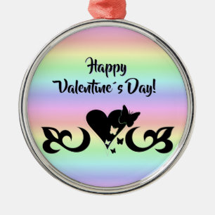Herz mit Schmetterling und Lily Ornament Aus Metall