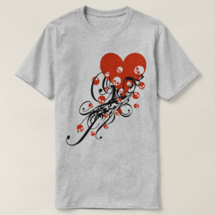 Herz mit Skulls und Wirbel T - Shirt