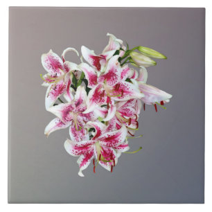 Herz mit Stargazer Lilies Fliese