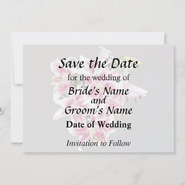 Herz mit Stargazer Lilies Save The Date (Vorderseite)