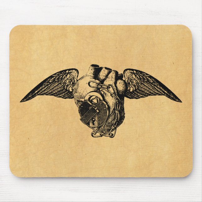 Herz mit Stöcken und Flügeln Mousepad (Vorne)