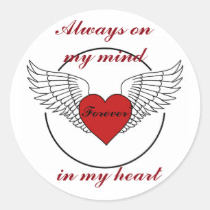 Herz mit Wings und Zitat Runder Aufkleber