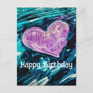 Herz Mixed Media Alles Gute zum Geburtstag Postkarte