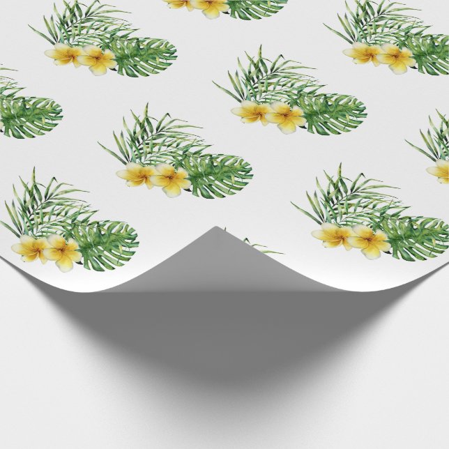 Herz Moderne gelbe tropische Blüte Geschenkpapier (Ecke)