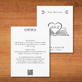 Herz-Monogramm-Bibliotheks-Hochzeitsdetails Begleitkarte