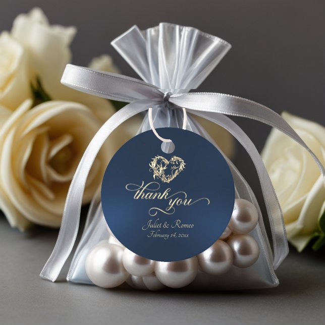 Herz-Monogramm & Dankeschön - Blau Geschenkanhänger (Von Creator hochgeladen)