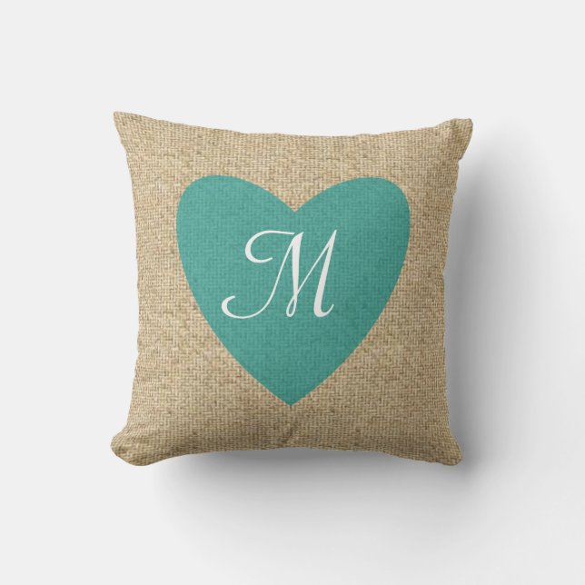 Herz-Monogrammkissen der kundengerechten Leinwand Kissen (Vorderseite)