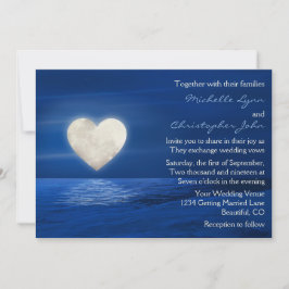 Herz Moon und Snowy Beach Winter Hochzeit Einladung