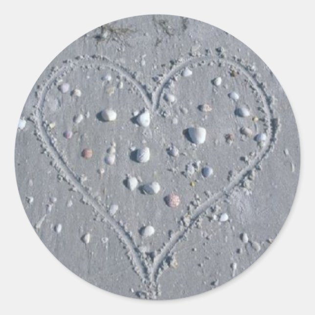 Herz (Muscheln) Runder Aufkleber (Vorderseite)