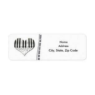 Herz-Musiknoten Keyboard Grand Piano Label