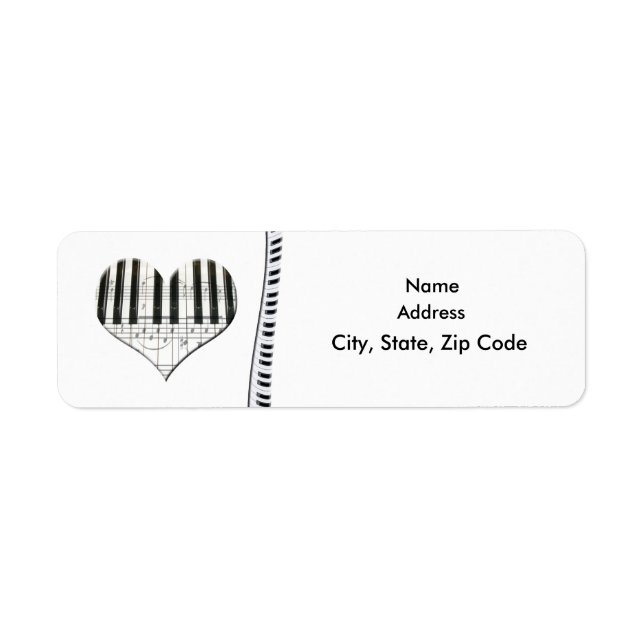 Herz-Musiknoten Keyboard Grand Piano Label (Vorne)