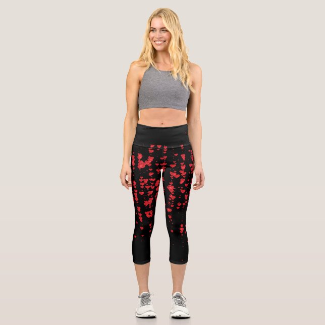 Herz-Muster 24 Capri Leggings (Vorderseite)