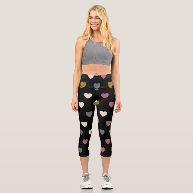 Herz-Muster 30 Capri Leggings (Vorderseite)