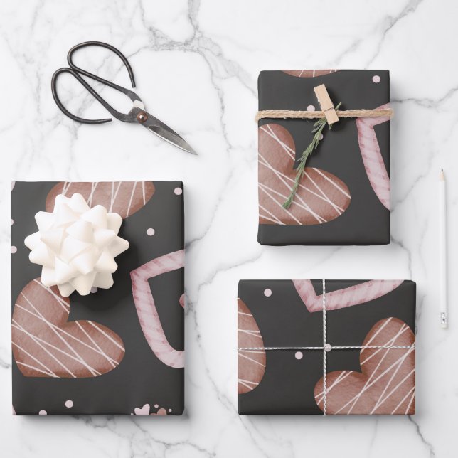 Herz-Muster 35 Geschenkpapier Set (Vorderseite)