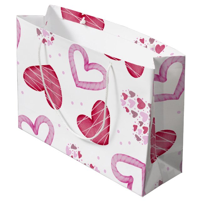 Herz-Muster 36 Große Geschenktüte (Rückseite Schrägansicht)