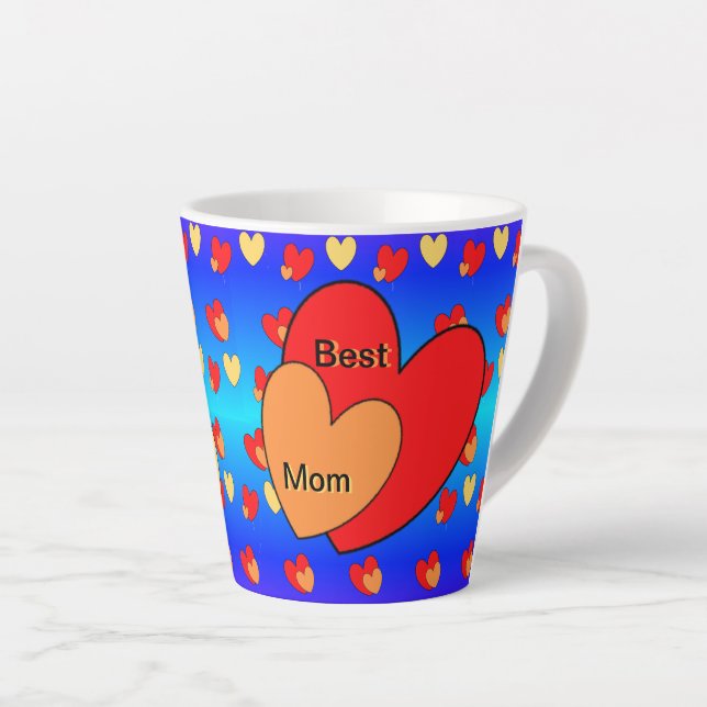 Herz-Muster Beste Mama Latte Tasse (Rechte Ecke)