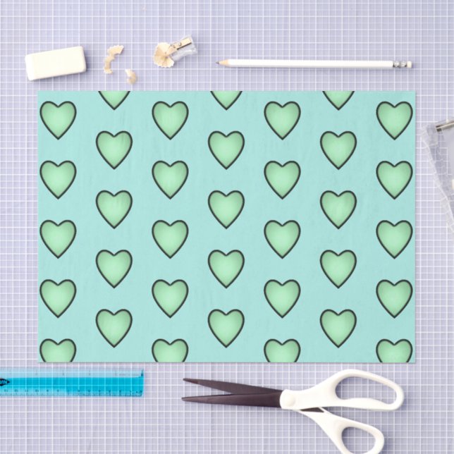 Herz-Muster der grünen Liebe Seidenpapier (Handwerk)