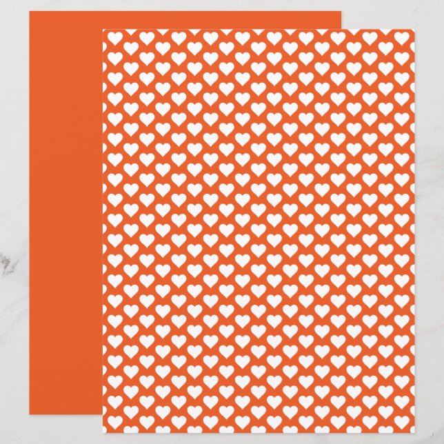 Herz Muster Halloween Orange Scrapbook Paper (Vorne/Hinten)
