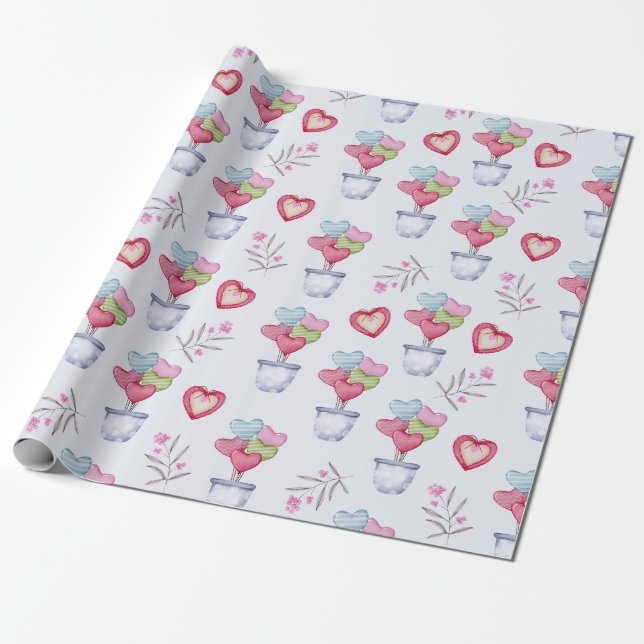 Herz-Muster-Papier Geschenkpapier (Ungerollt)