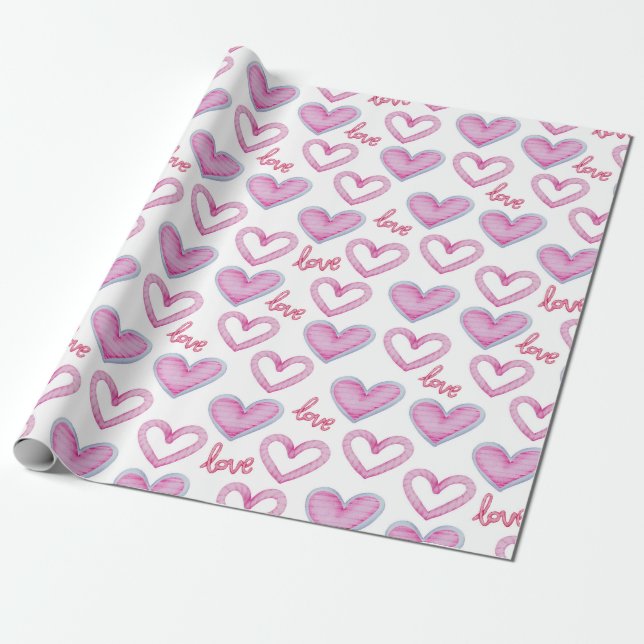 Herz-Muster-Papier Geschenkpapier (Ungerollt)
