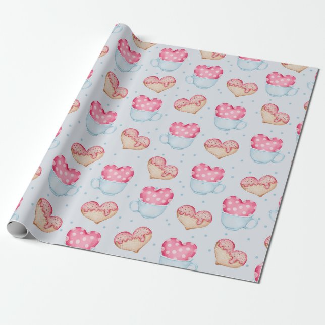 Herz-Muster-Papier Geschenkpapier (Ungerollt)