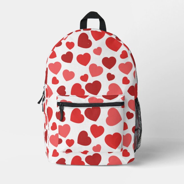 Herz-Muster, rote Herzen, Herz-Muster Bedruckter Rucksack (Vorderseite)