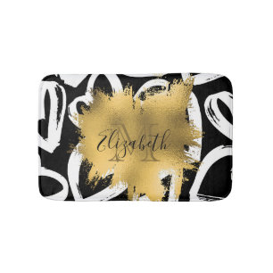 Herz-Muster und Goldene Foil Badematte
