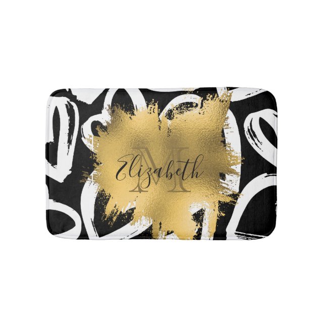Herz-Muster und Goldene Foil Badematte (Vorderseite)