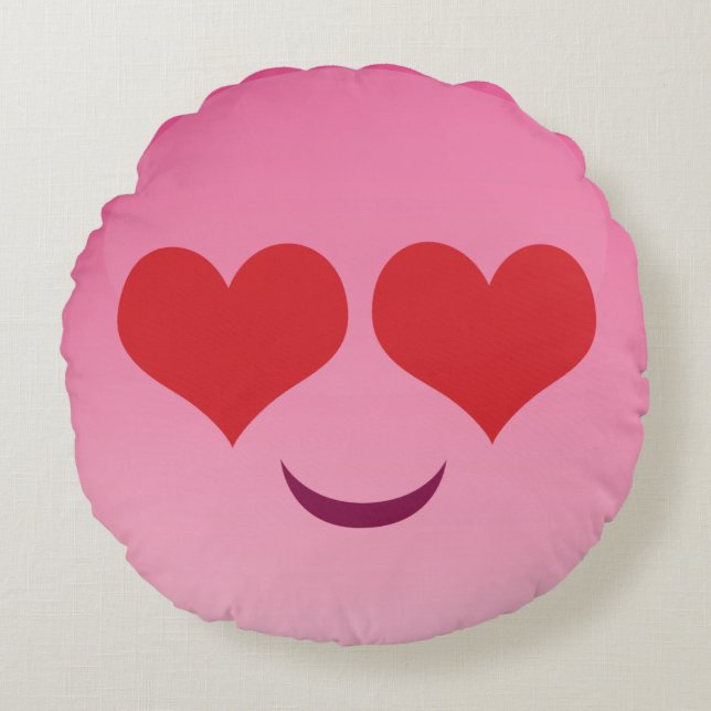 Herz mustert rosa emoji rundes kissen (Vorderseite)