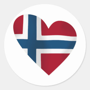 Herz-Norweger-Flagge Runder Aufkleber