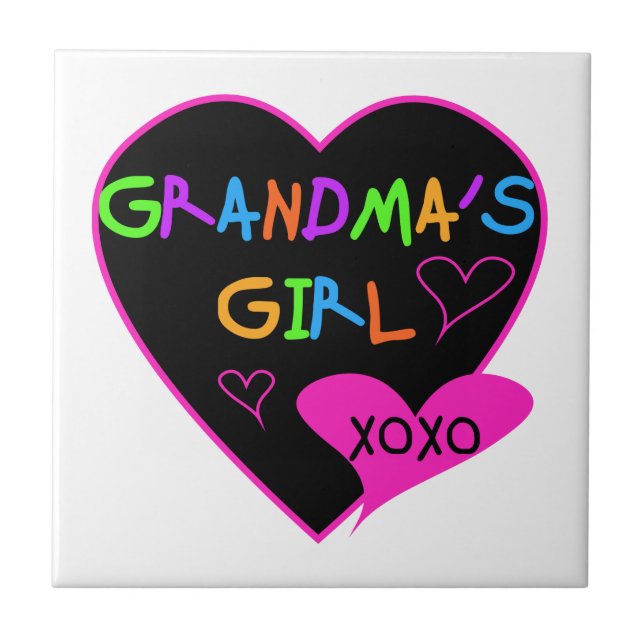 Herz-Oma's Girl-T - Shirt und Geschenke Fliese (Vorderseite)