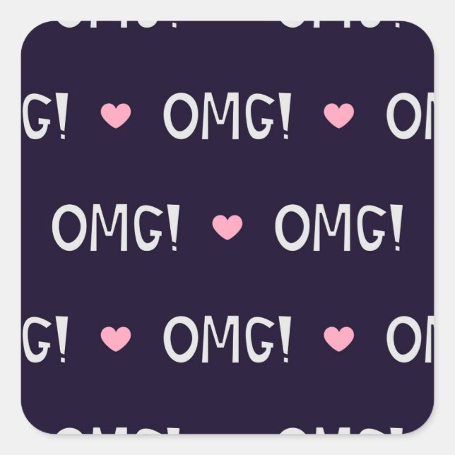 Herz, OMG-Text, niedliches Muster Quadratischer Aufkleber (Vorderseite)