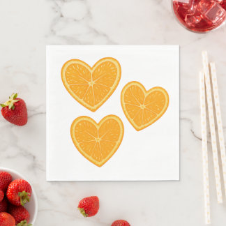 Herz Orange Party Serviette – Zitrus Sommer Dekor