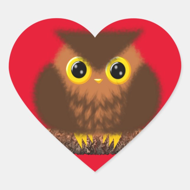 Herz Owl Herz-Aufkleber (Vorderseite)